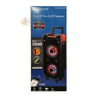 IQ Sound IQ-3265DJBT 2x6.5" Rechargeable Speaker Bluetooth